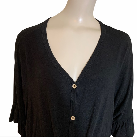 Promesa Black  Ruffled Short Sleeve Top - Picture 2 of 9